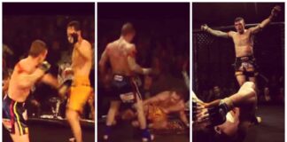 Caged Muay Thai KO: Fighter Faceplants after Brutal Uppercut