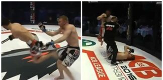 Ridiculous Spinning Kick Drops Opponent in MMA Fight