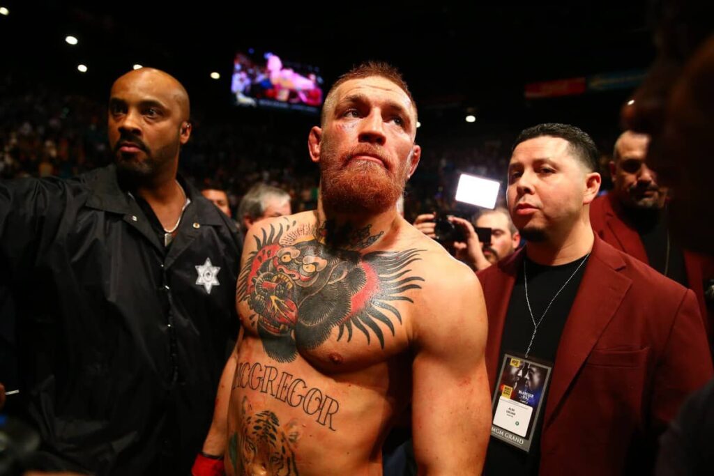 March 5, 2016; Las Vegas, NV, USA; Conor McGregor reacts following his loss against Nate Diaz during UFC 196 at MGM Grand Garden Arena. Mandatory Credit: Mark J. Rebilas-USA TODAY Sports