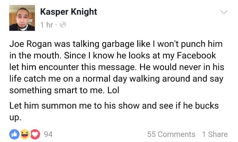 Kasper Knight facebook post 2