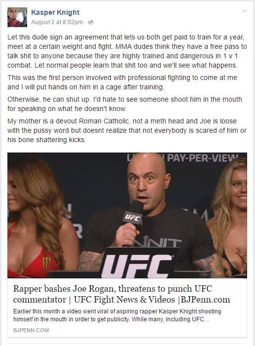 Kasper Knight facebook post