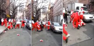 WATCH: 12 Drunk Santa’s Beat The Snot Out Of Each Other In NYC