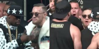 WATCH: Floyd Mayweather’s Entourage Swarms Conor McGregor