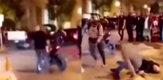 WATCH: Motorcyclist Smashes Out Two Men Who Kicked His Bike